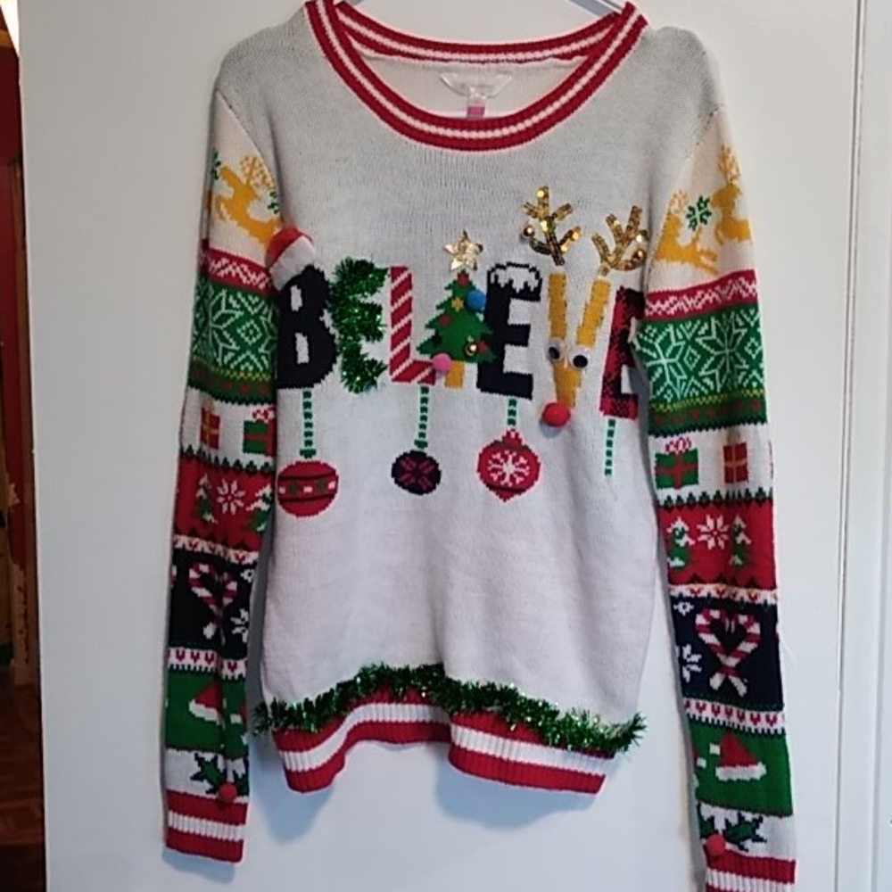 "Believe" Christmas ugly sweater